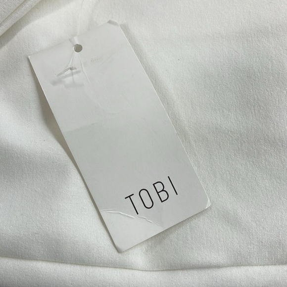 Tobi NWT Off White Spaghetti Strap Plunging Bodycon Mini Dress Size Small - Picture 5 of 8